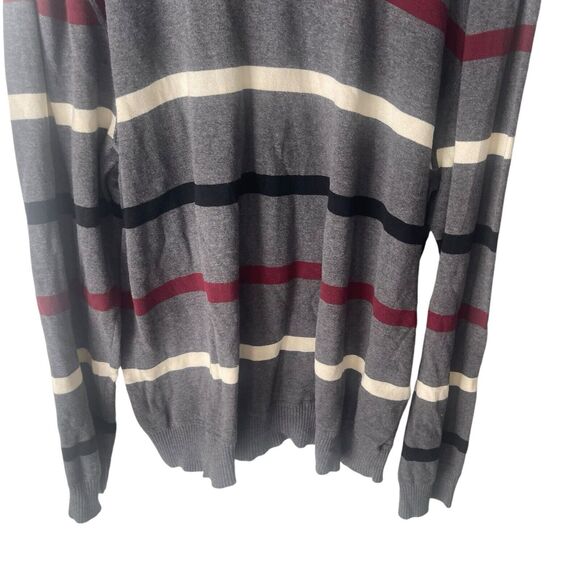 Old Navy Men's Size XXL Gray Striped Crew Neck Long Sleeve Henley Sweater - Picture 3 of 8